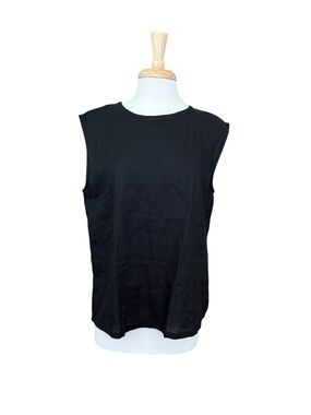 EELOTILE Classic Chic Pure Linen Sleeveless Top Large